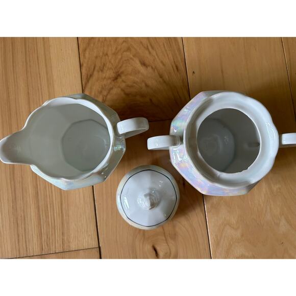 Porcelain Sugar Creamer Set Bavaria Germany Vintage  Pink Roses - Picture 5 of 7